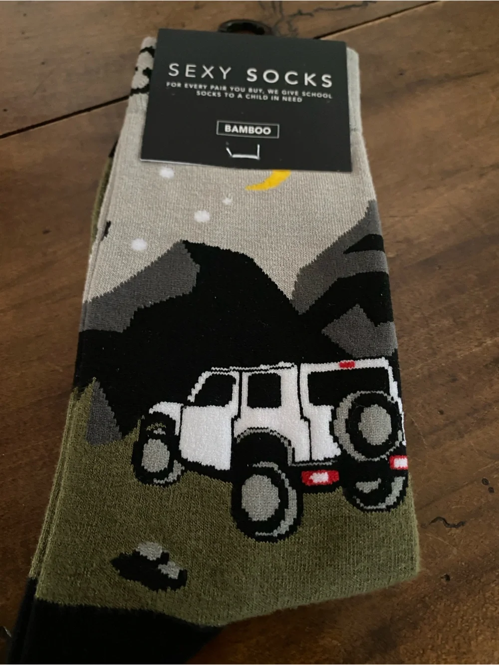 Sexy Socks Men’s Crew Socks - Olive/Gray Jeep Graphic